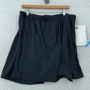 Fit 4 U Swim Skort Shorts Womens 22W Black Thighs Separates Stretch Swimwear